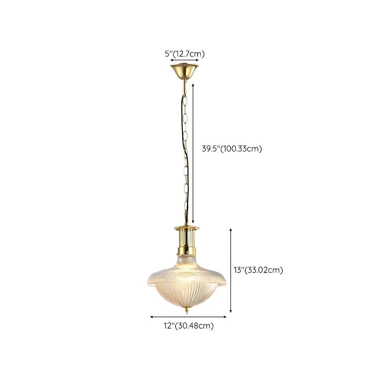 Schoolhouse Glass Gold Chandelier Pendant Light Adjustable #size