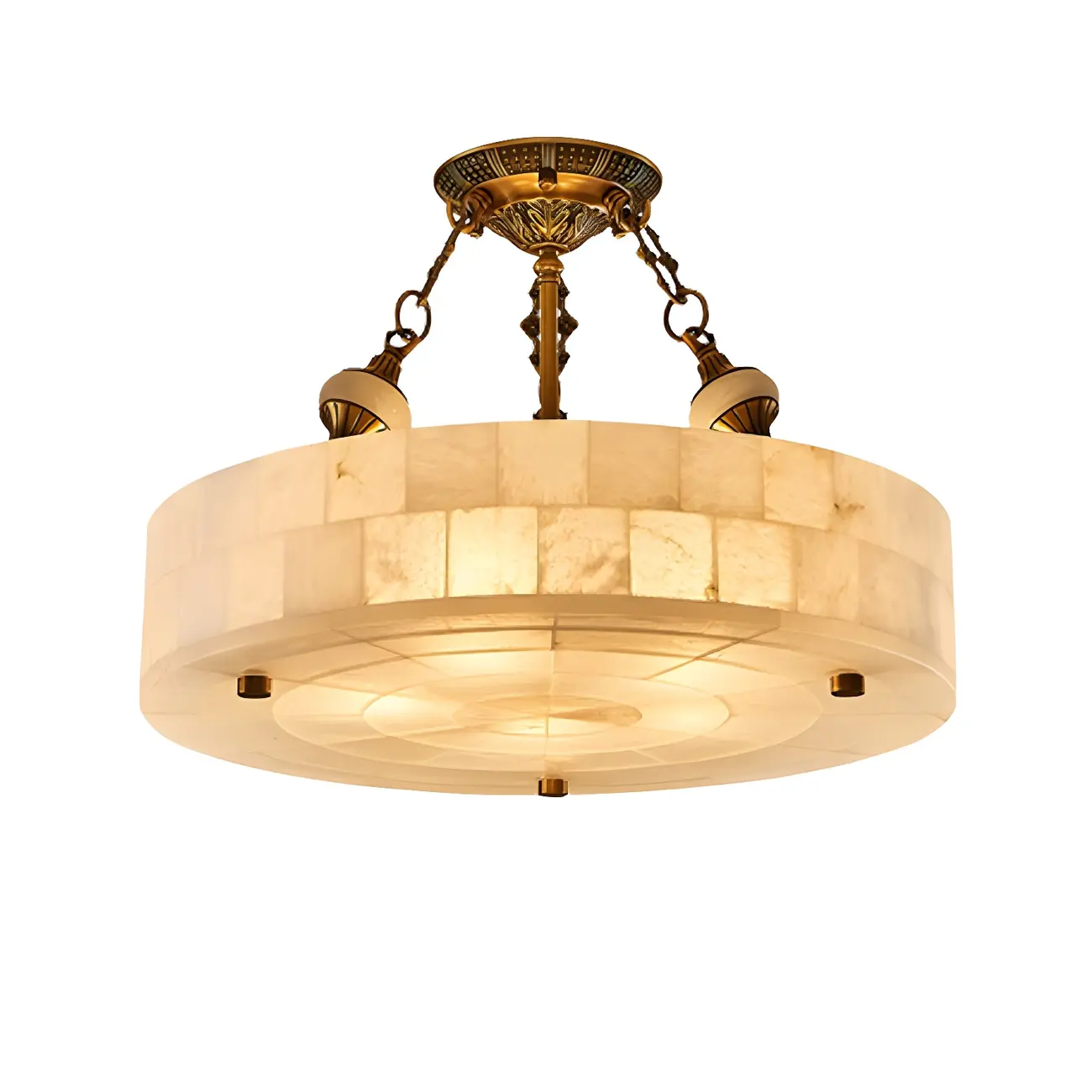 Luxurious Gold Alabaster Cylindrical Chandelier Image - 9 | homeyfad