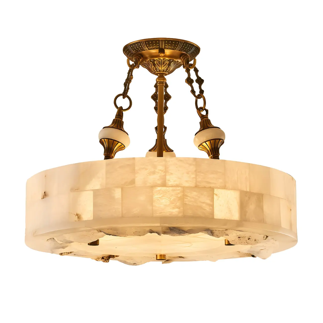 Luxurious Gold Alabaster Cylindrical Chandelier Image - 10 | homeyfad