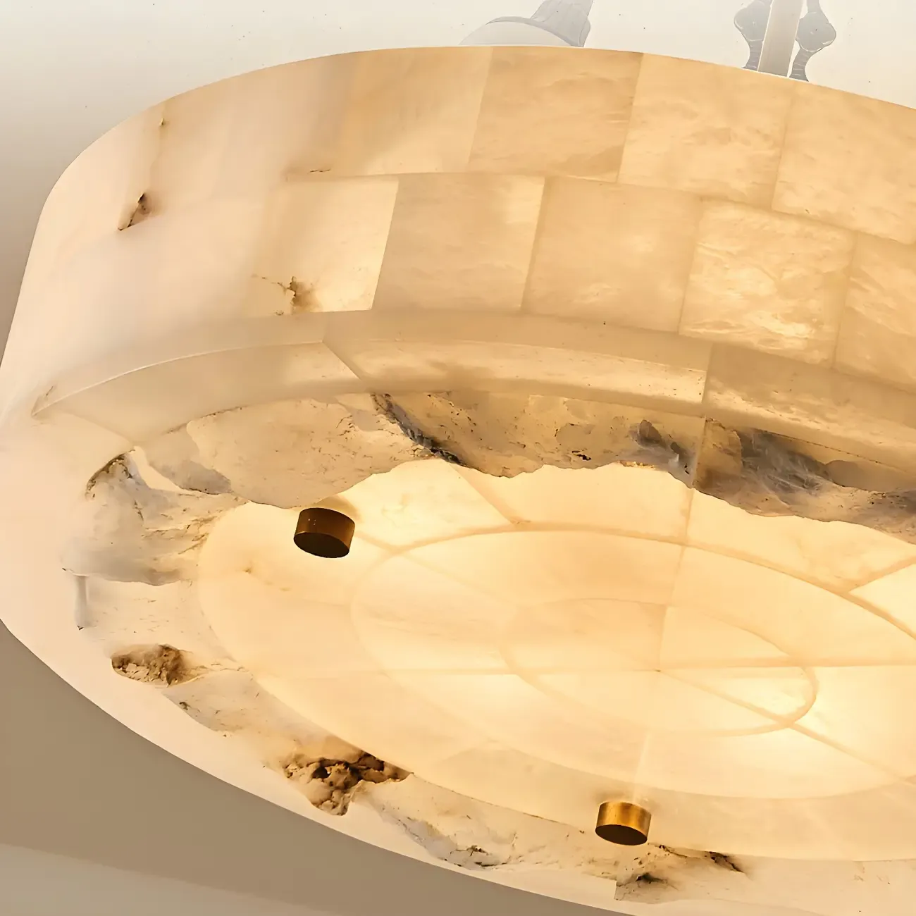 Luxurious Gold Alabaster Cylindrical Chandelier Image - 11