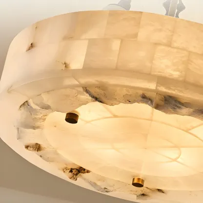 Luxurious Gold Alabaster Cylindrical Chandelier Image - 11