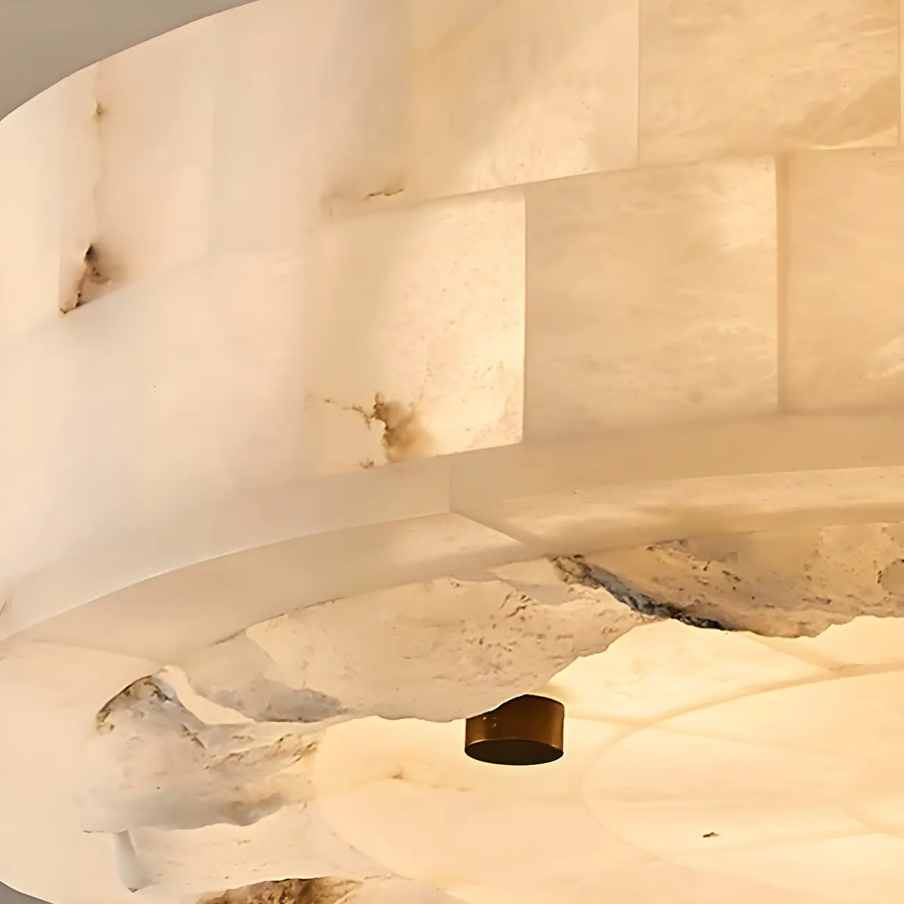 Luxurious Gold Alabaster Cylindrical Chandelier Image - 14 | homeyfad