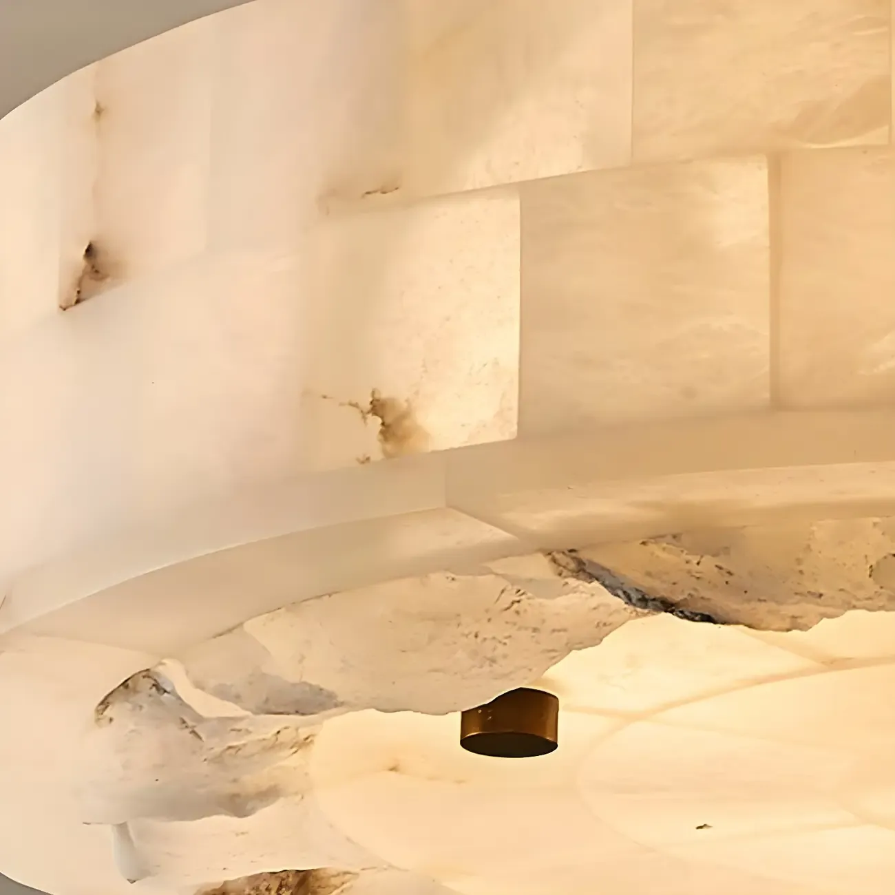 Luxurious Gold Alabaster Cylindrical Chandelier Image - 14