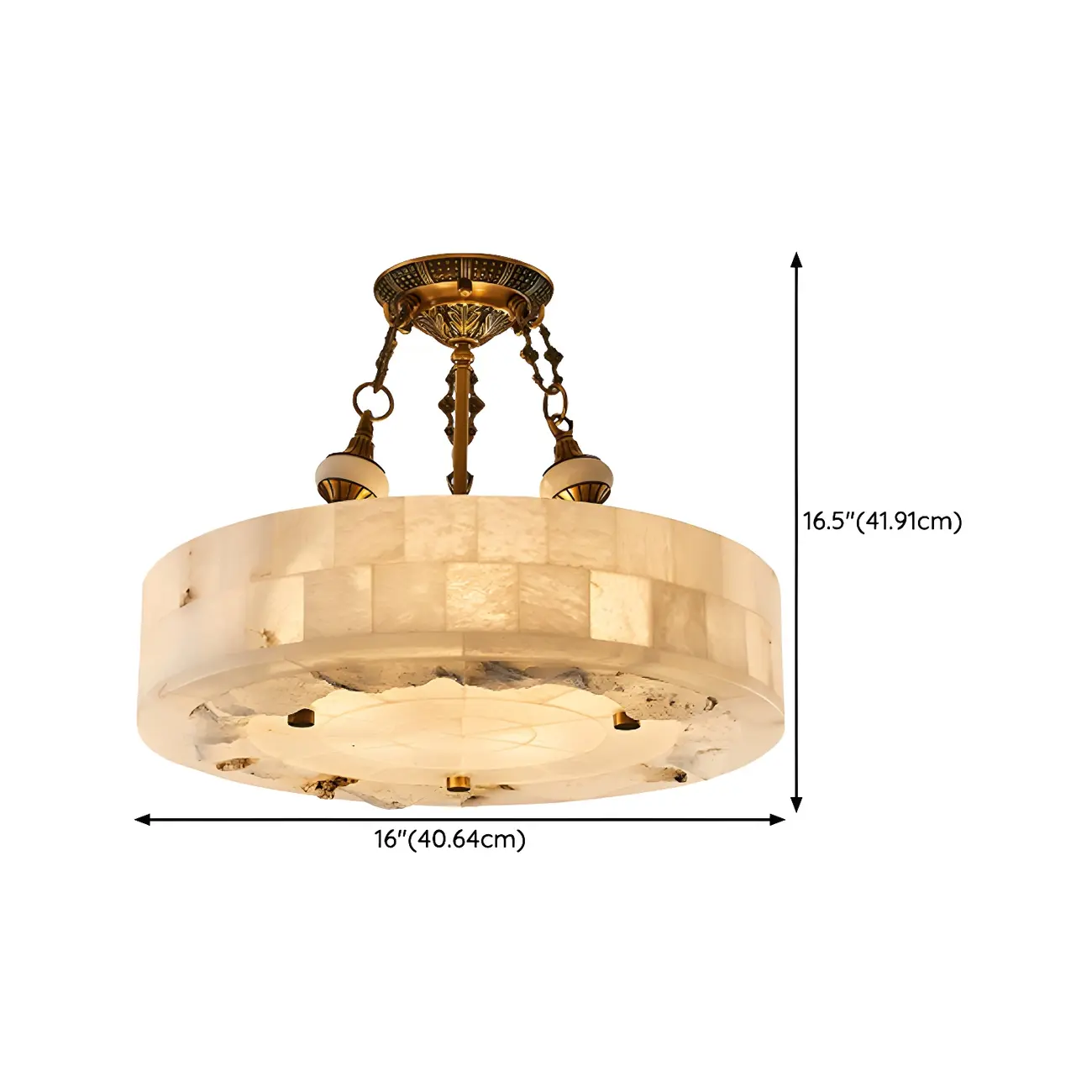 Luxurious Gold Alabaster Cylindrical Chandelier #size | homeyfad