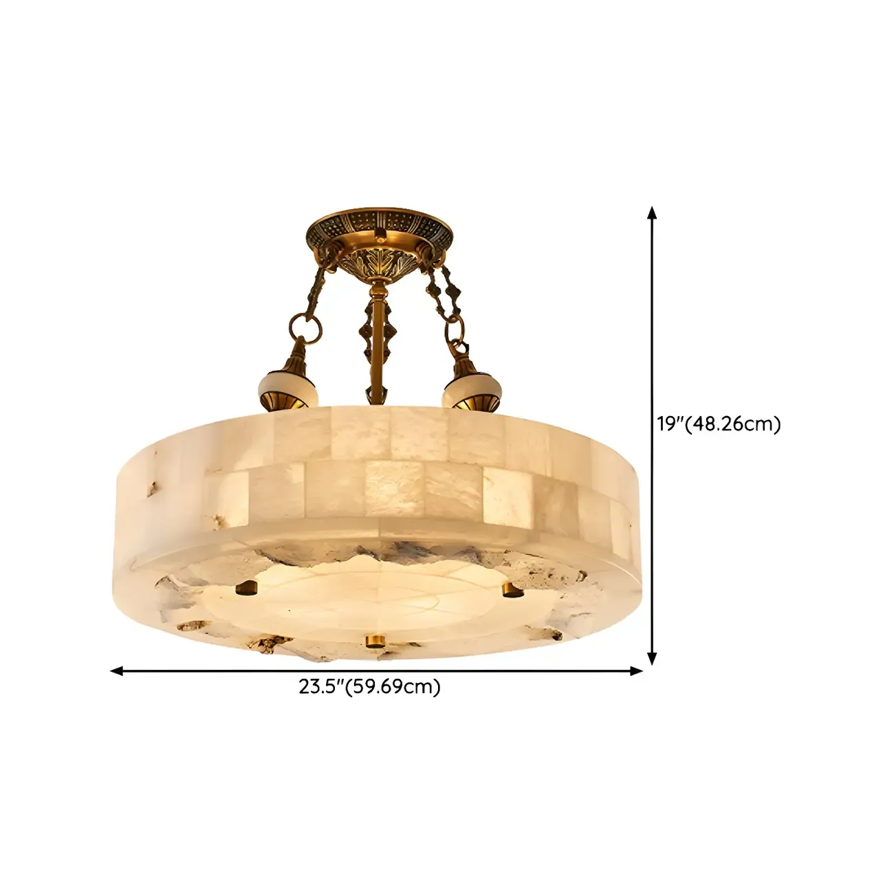 Luxurious Gold Alabaster Cylindrical Chandelier Image - 20