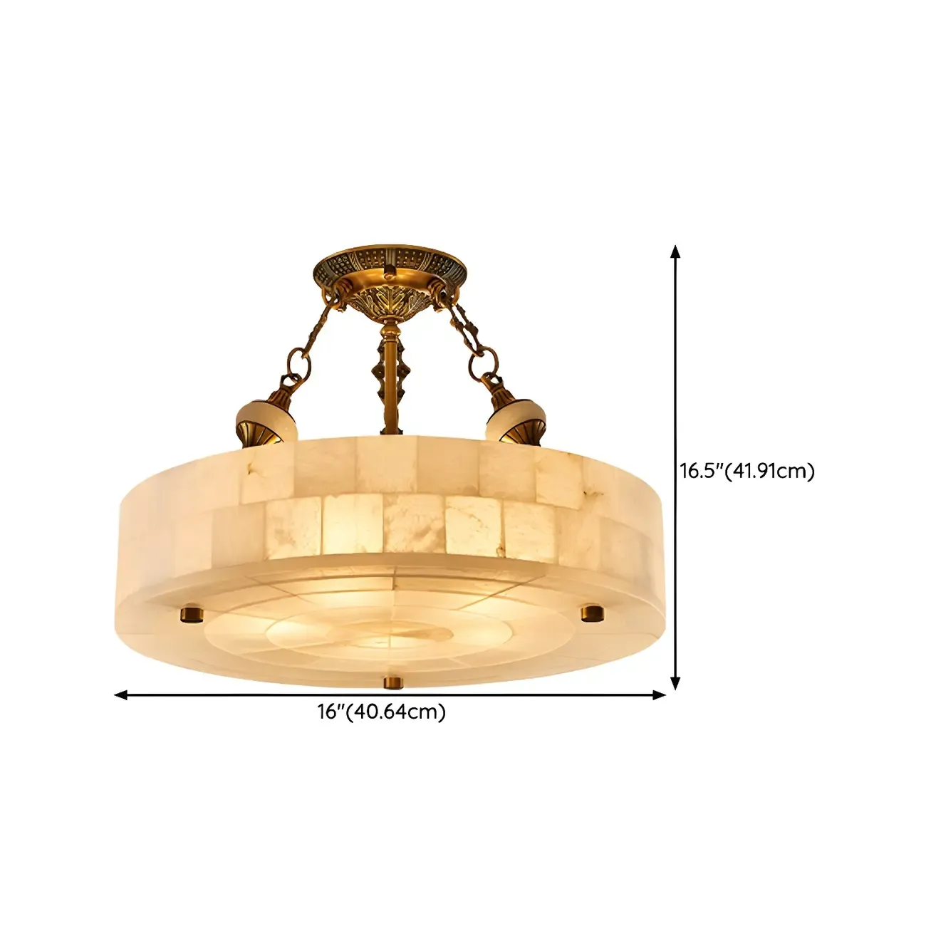 Luxurious Gold Alabaster Cylindrical Chandelier Image - 21