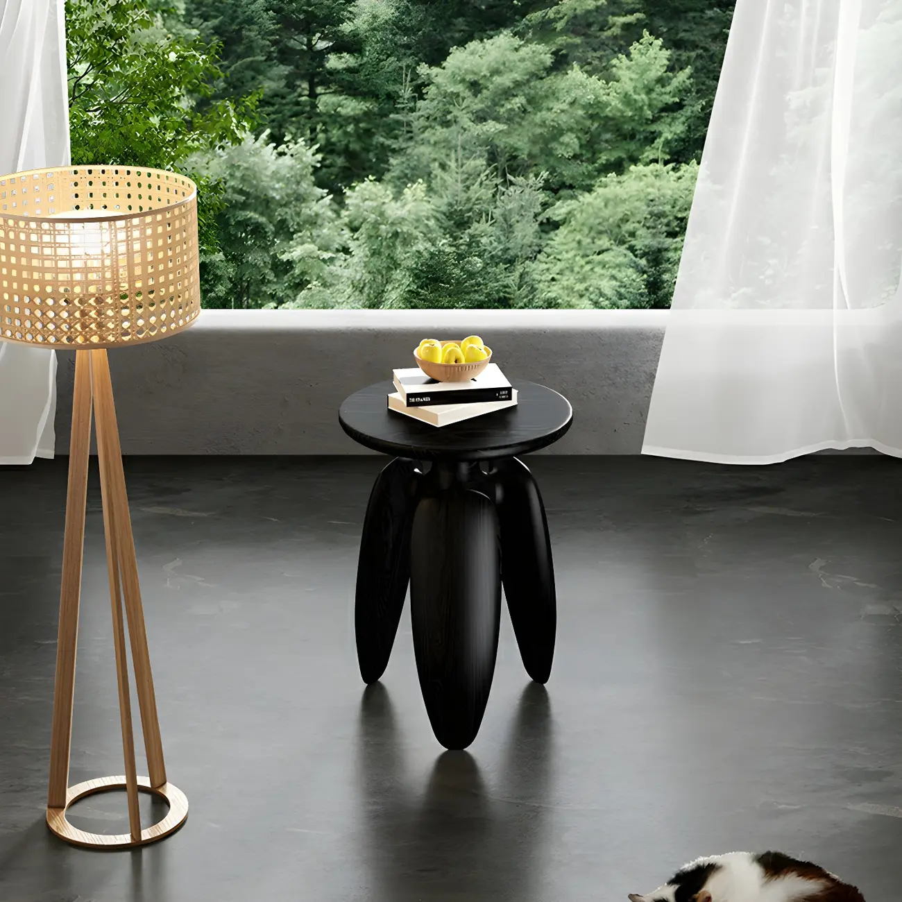 Natural Ash Wood Round Living Room Side Table Three Legs Image - 5 | homeyfad