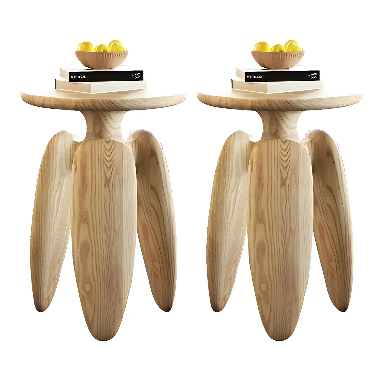 Natural Ash Wood Round Living Room Side Table Three Legs Image - 9 | homeyfad