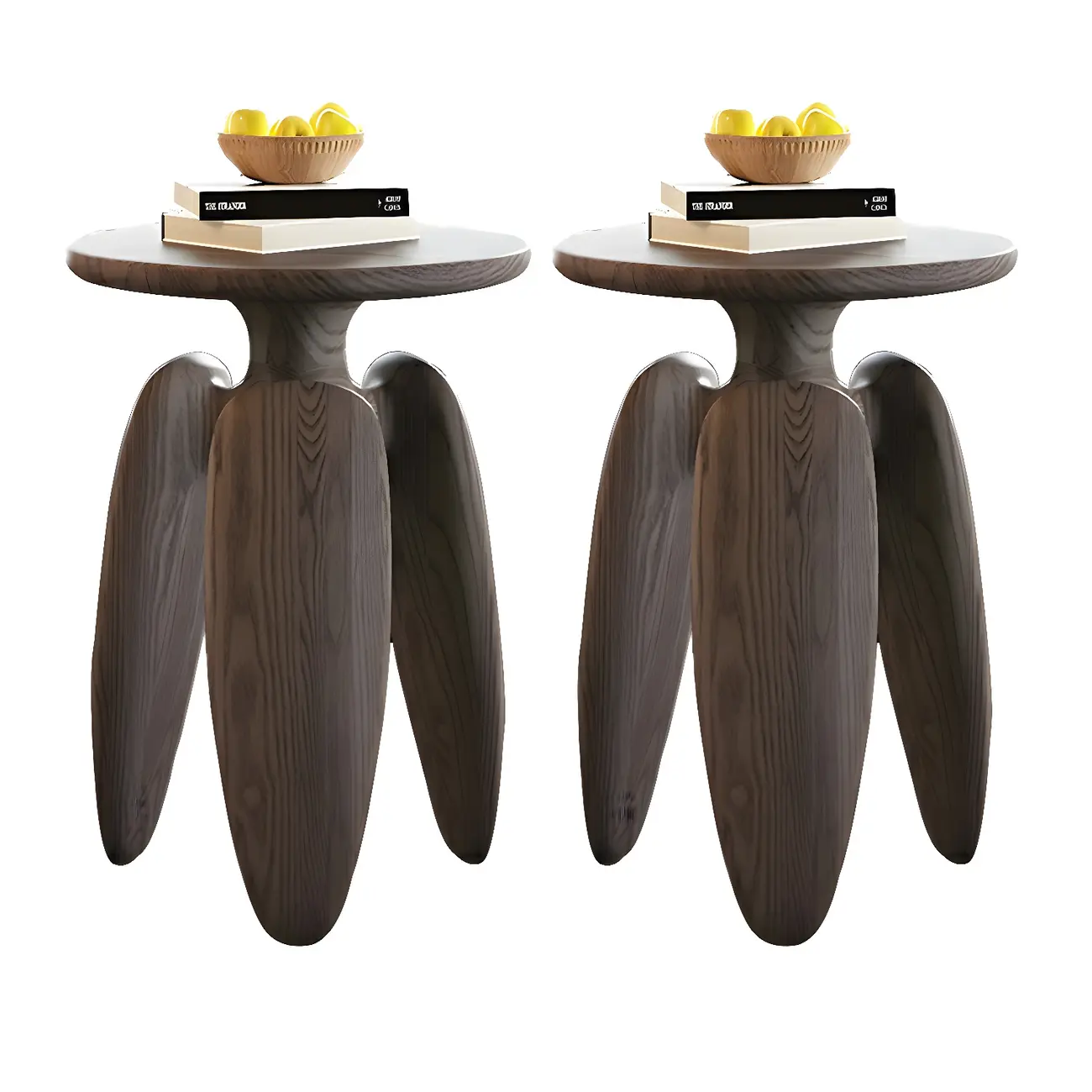 Natural Ash Wood Round Living Room Side Table Three Legs Image - 11 | homeyfad