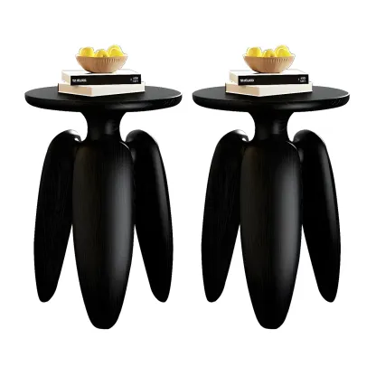 Natural Ash Wood Round Living Room Side Table Three Legs Image - 15