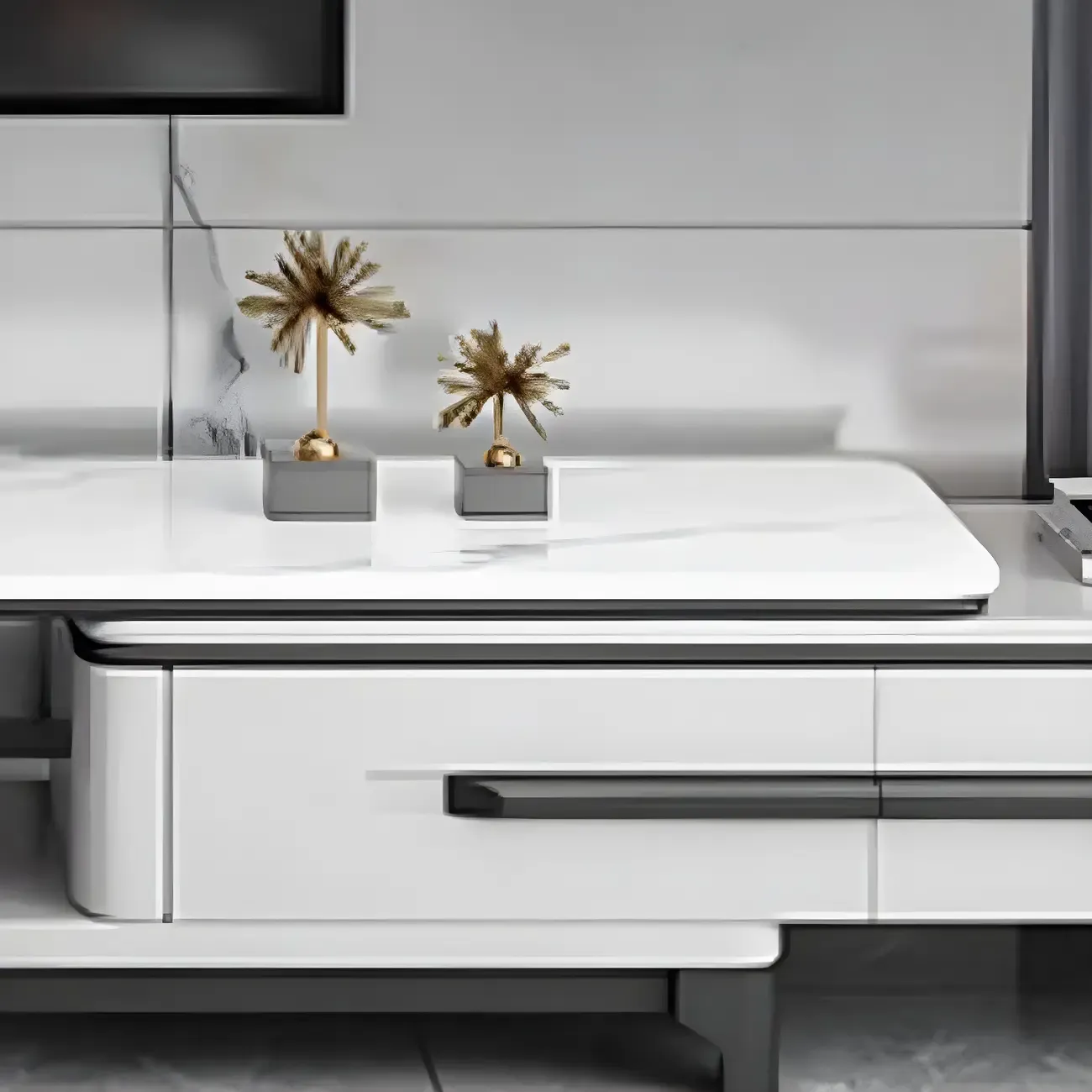 Minimalist Stone Mueble Para TV Stand with Drawers for Home Image - 5
