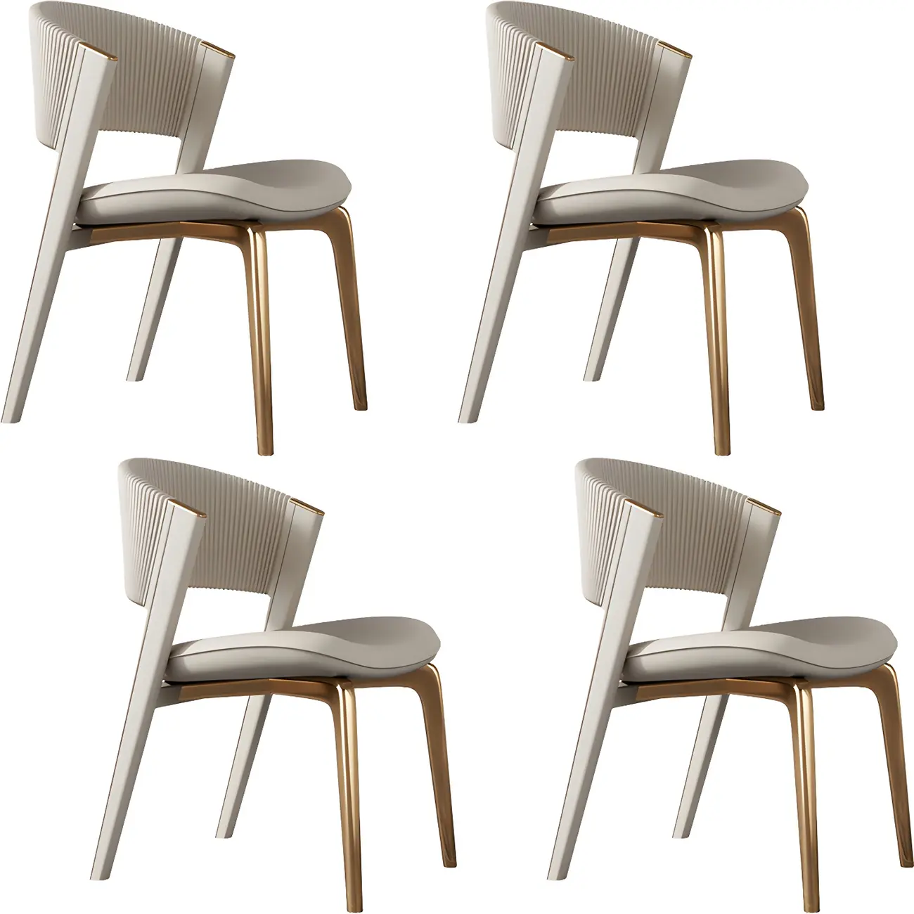 Off-White Faux Leather Brass Legs Dining Chair Image - 5 | homeyfad