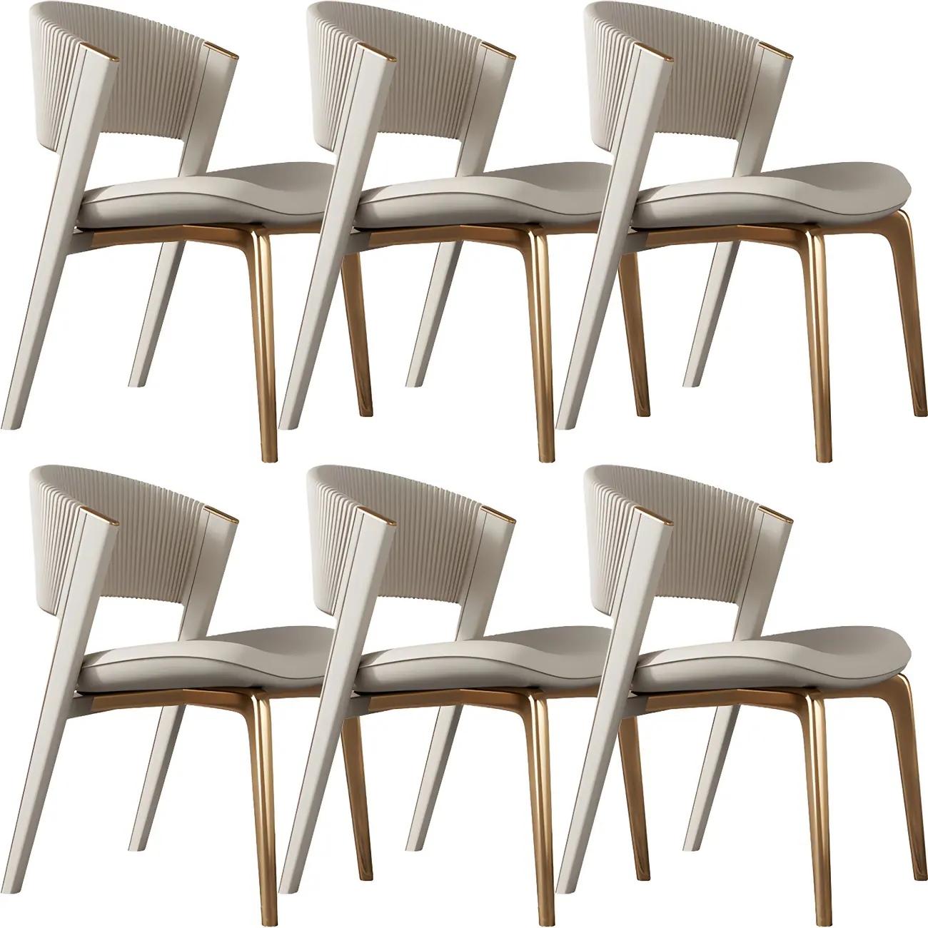 Off-White Faux Leather Brass Legs Dining Chair Image - 7 | homeyfad