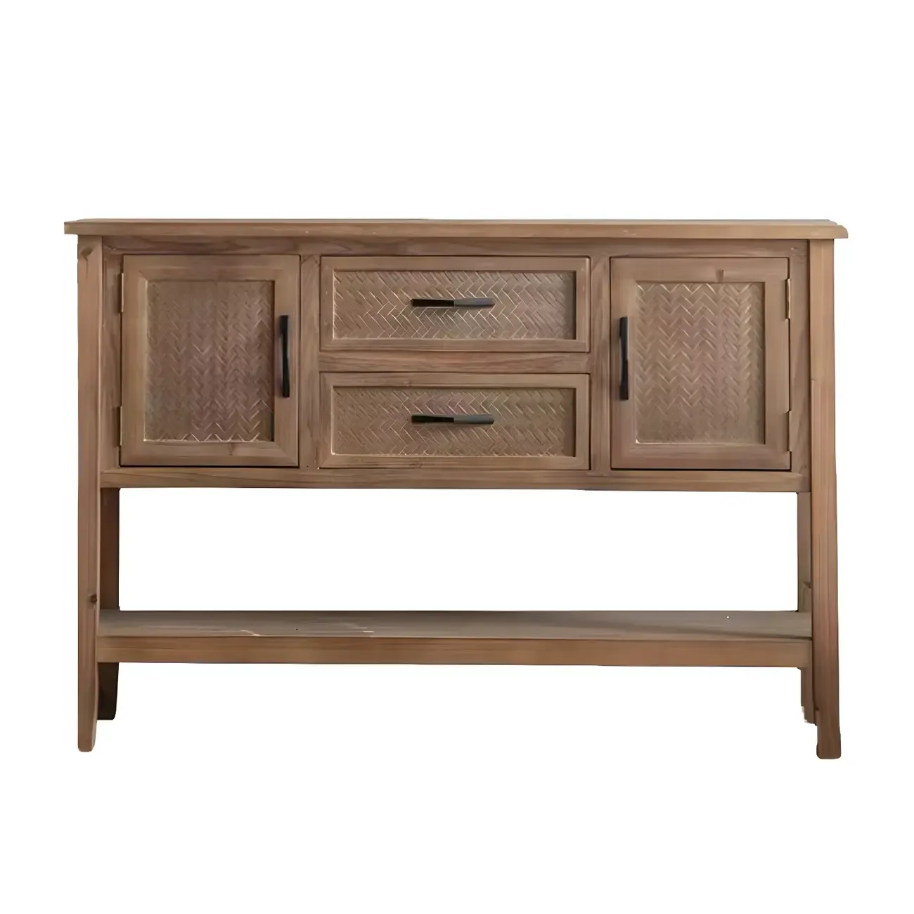 Rustic Brown Wood Entryway Console Table with Drawers Image - 6