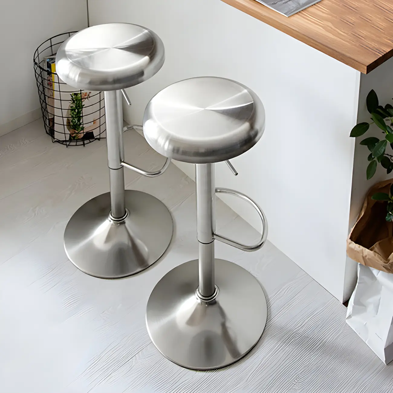 Industrial Metal Backless Swivel Bar Stools with Adjustable Height Image - 1 | homeyfad