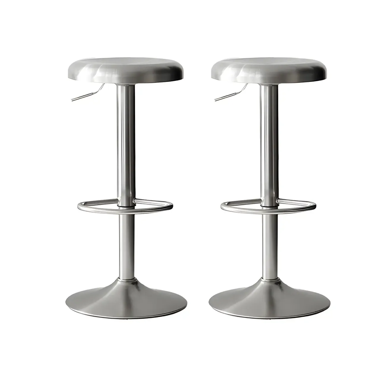Industrial Metal Backless Swivel Bar Stools with Adjustable Height Image - 3
