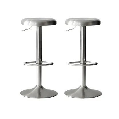 Industrial Metal Backless Swivel Bar Stools with Adjustable Height Image - 3