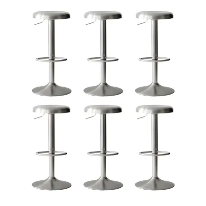 Industrial Metal Backless Swivel Bar Stools with Adjustable Height Image - 7