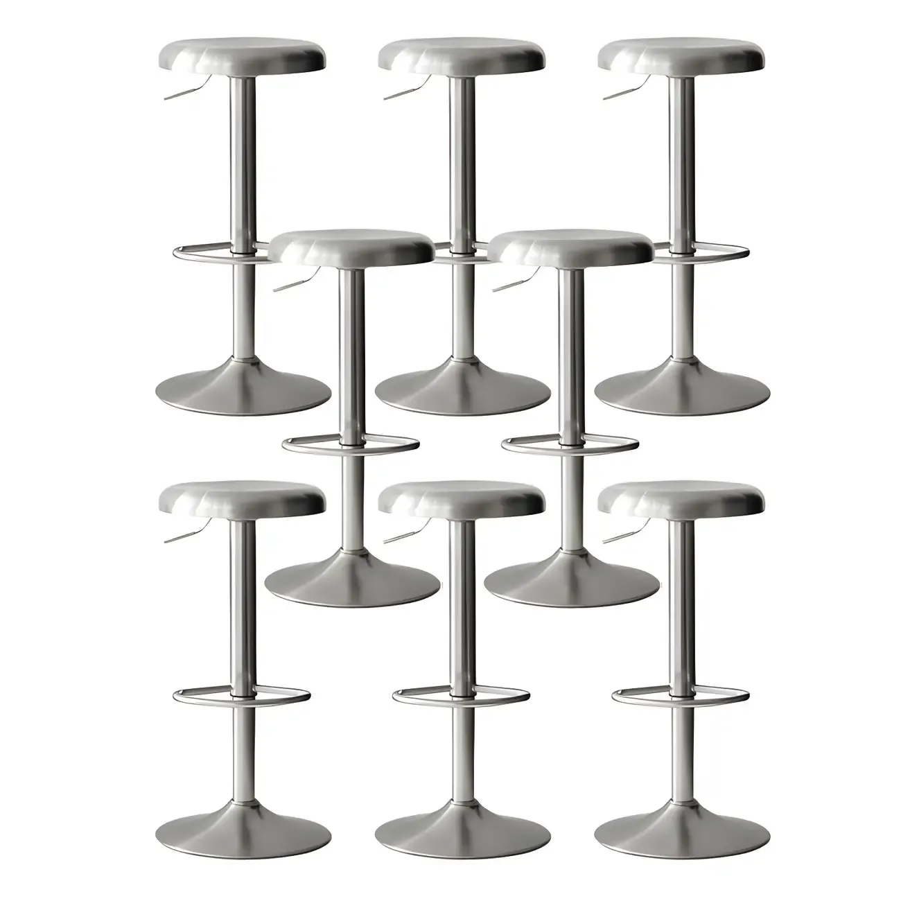 Industrial Metal Backless Swivel Bar Stools with Adjustable Height Image - 9
