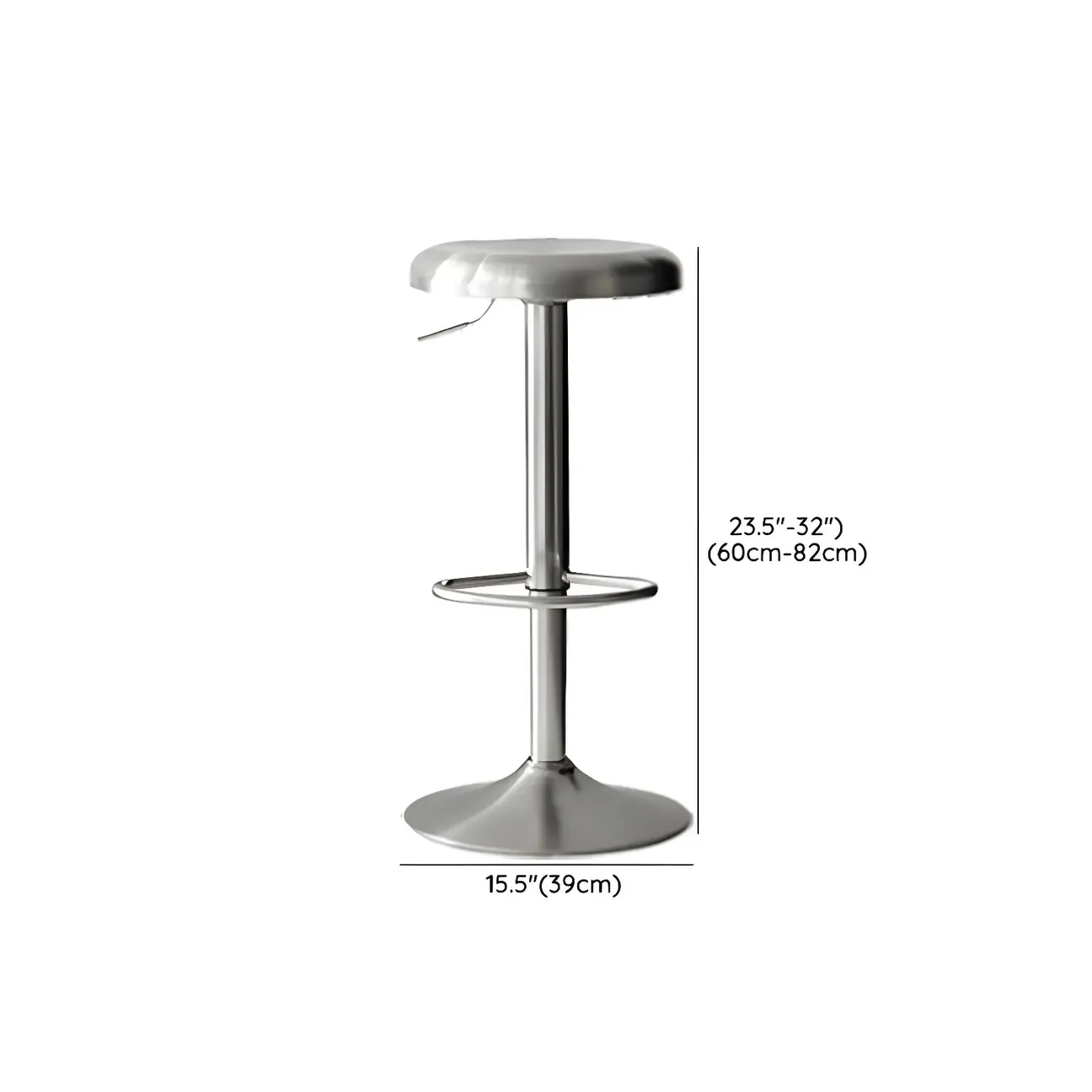 Industrial Metal Backless Swivel Bar Stools with Adjustable Height #size