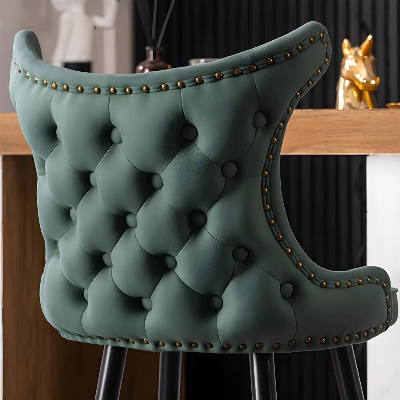 Velvet Upholstered Wingback Counter Height Bar Stools Image - 5 | homeyfad