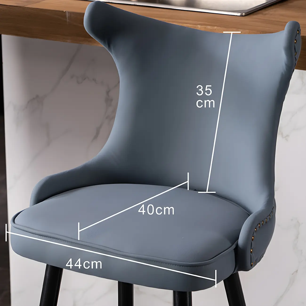 Velvet Upholstered Wingback Counter Height Bar Stools Image - 4 | homeyfad