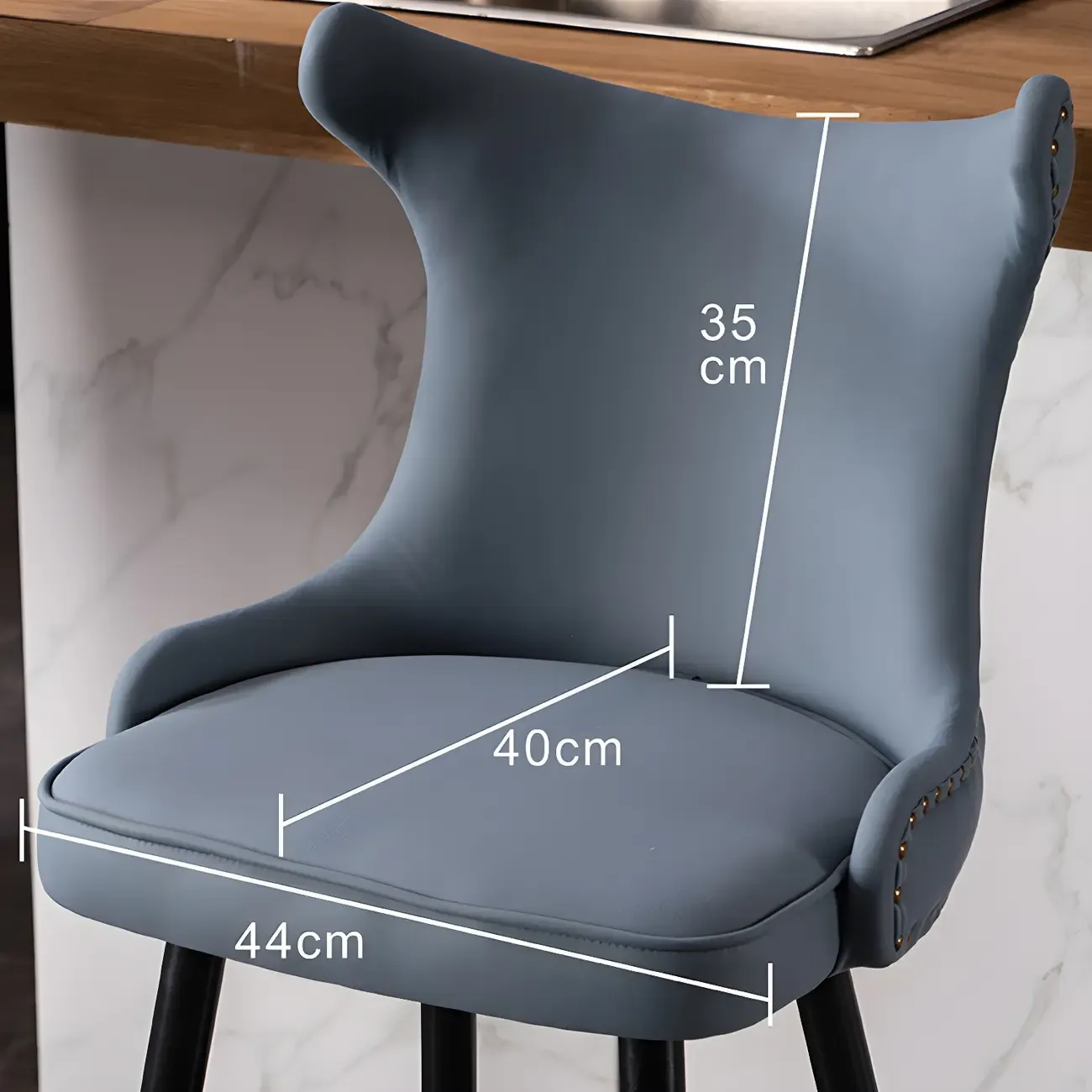 Velvet Upholstered Wingback Counter Height Bar Stools Image - 4