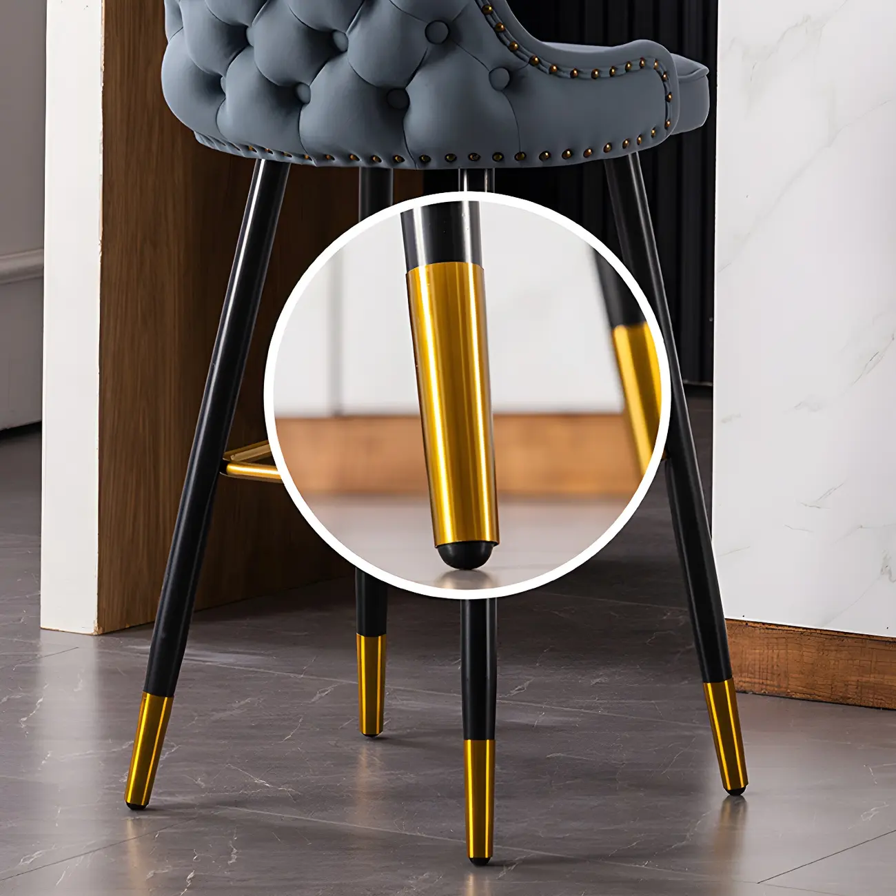 Velvet Upholstered Wingback Counter Height Bar Stools Image - 15 | homeyfad