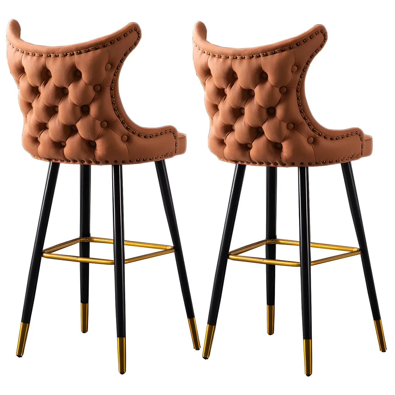 Velvet Upholstered Wingback Counter Height Bar Stools Image - 18 | homeyfad