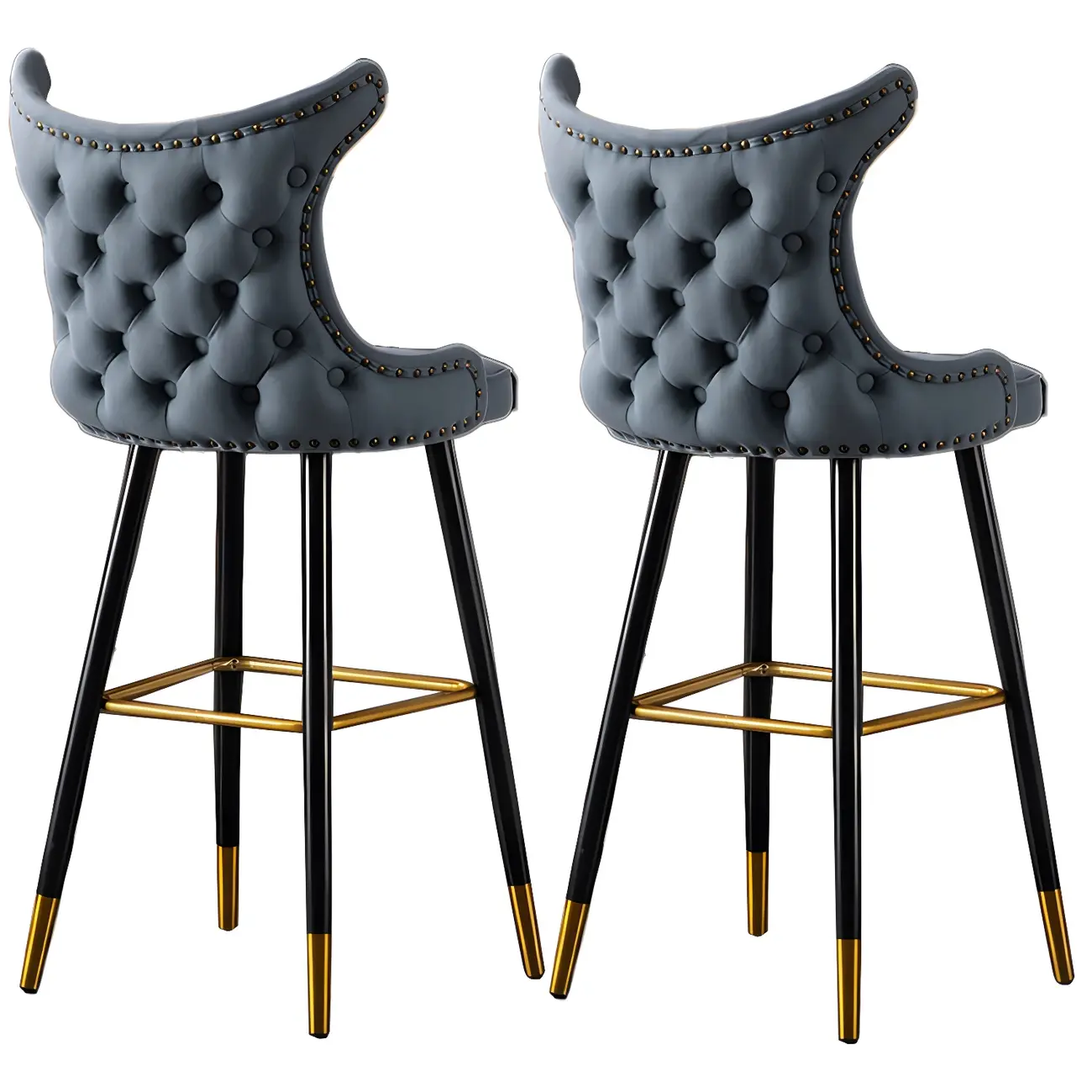 Velvet Upholstered Wingback Counter Height Bar Stools Image - 19 | homeyfad