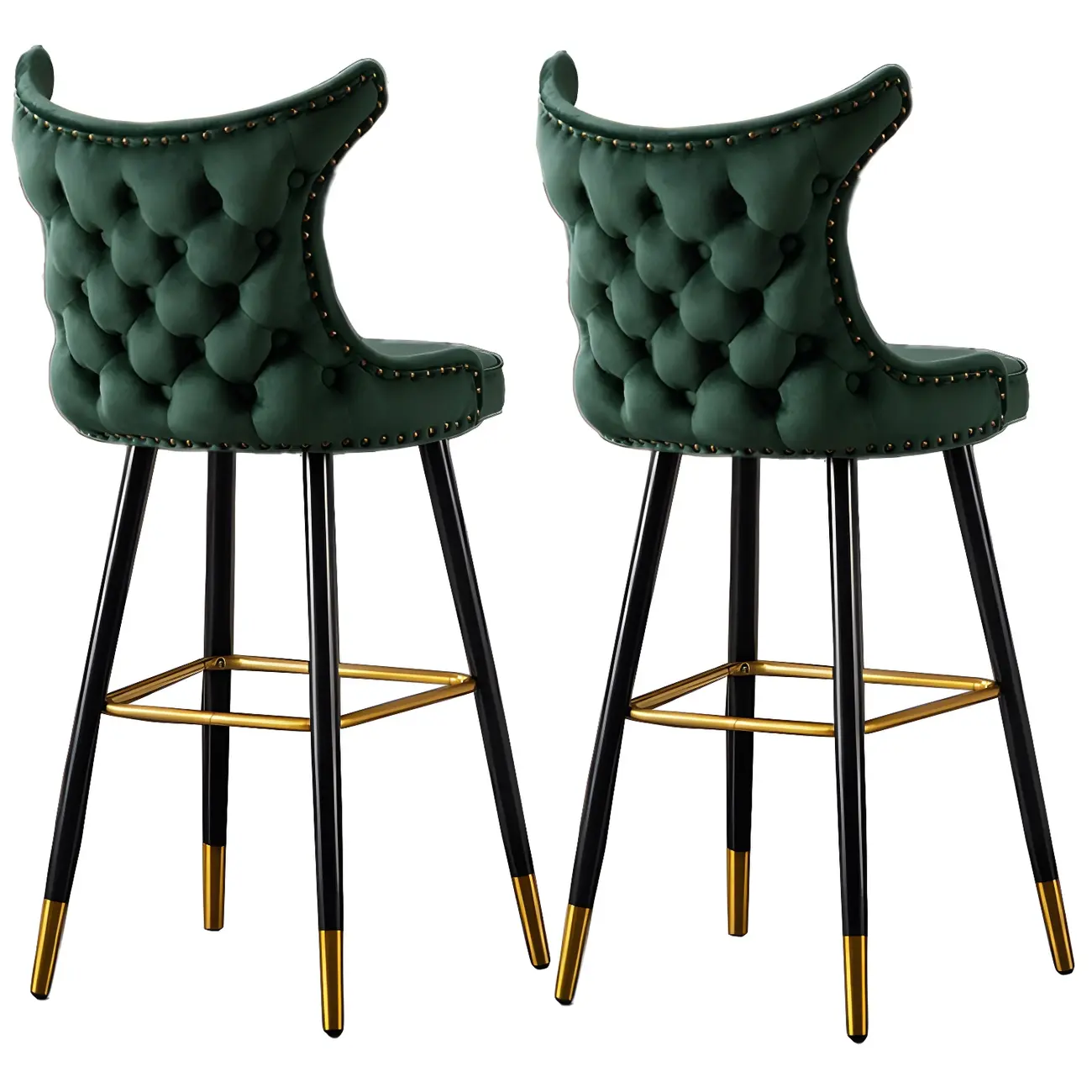 Velvet Upholstered Wingback Counter Height Bar Stools Image - 23 | homeyfad