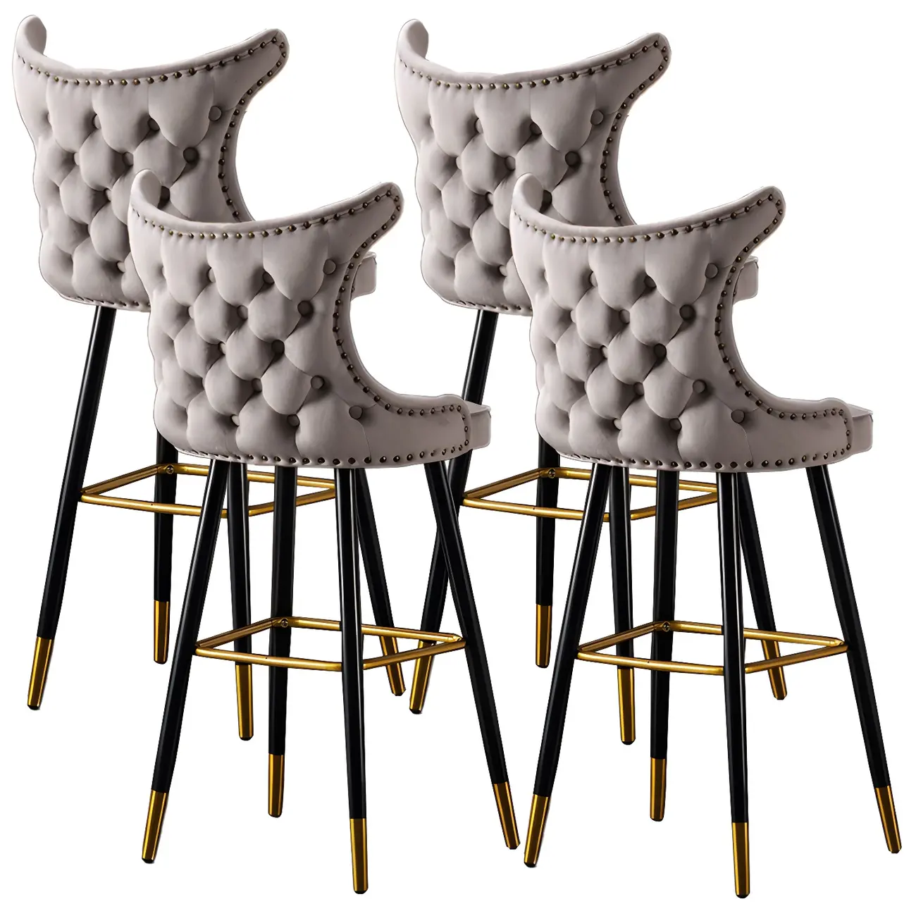 Velvet Upholstered Wingback Counter Height Bar Stools Image - 24 | homeyfad