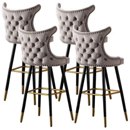 Velvet Upholstered Wingback Counter Height Bar Stools Image - 24