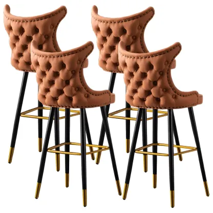 Velvet Upholstered Wingback Counter Height Bar Stools Image - 25