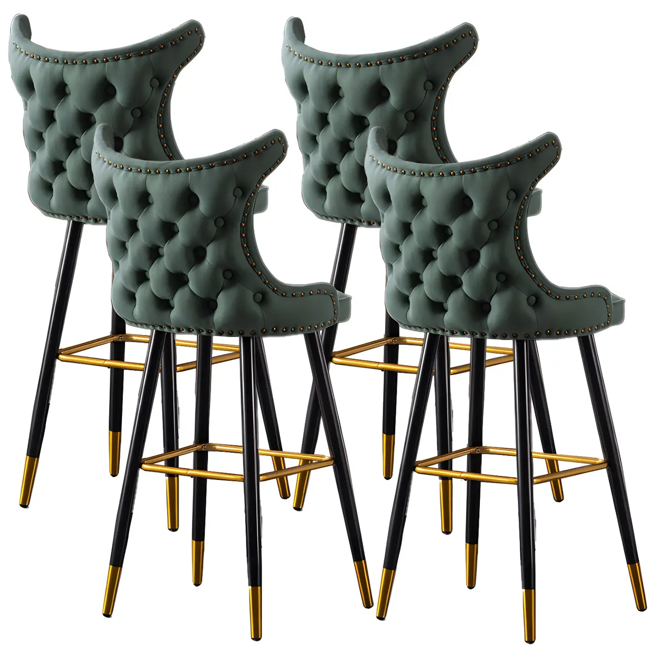 Velvet Upholstered Wingback Counter Height Bar Stools Image - 27 | homeyfad