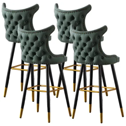 Velvet Upholstered Wingback Counter Height Bar Stools Image - 27