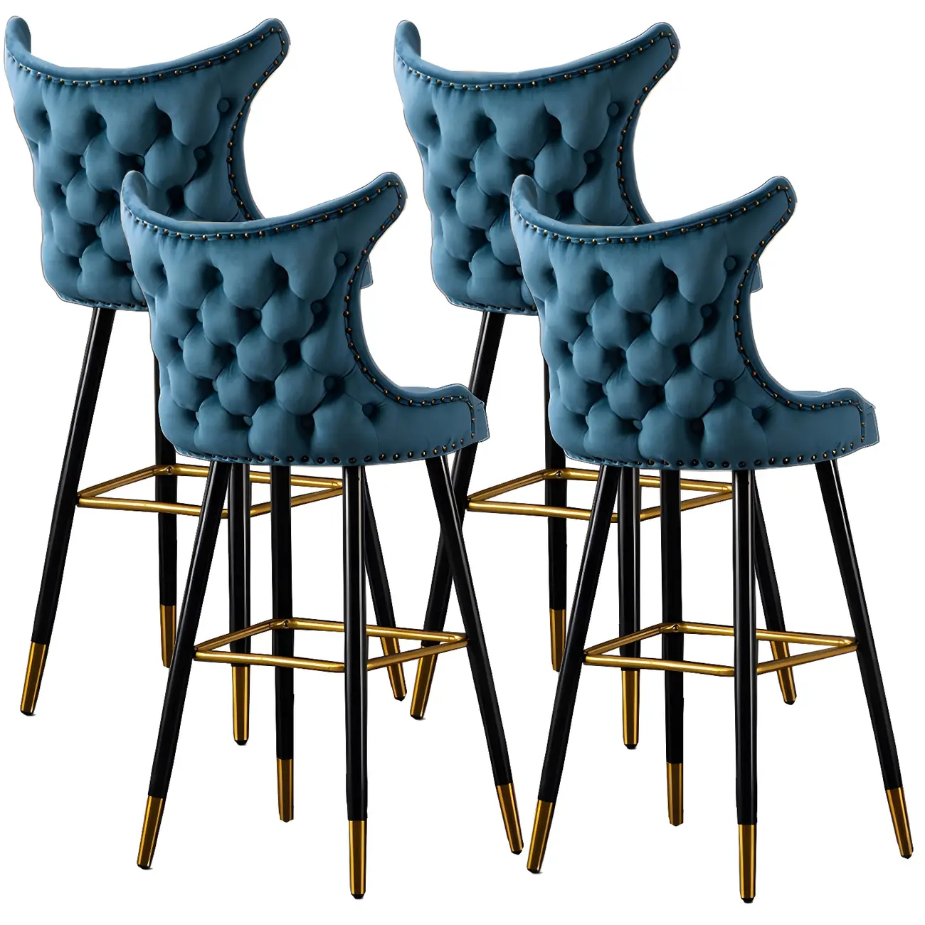 Velvet Upholstered Wingback Counter Height Bar Stools Image - 28 | homeyfad