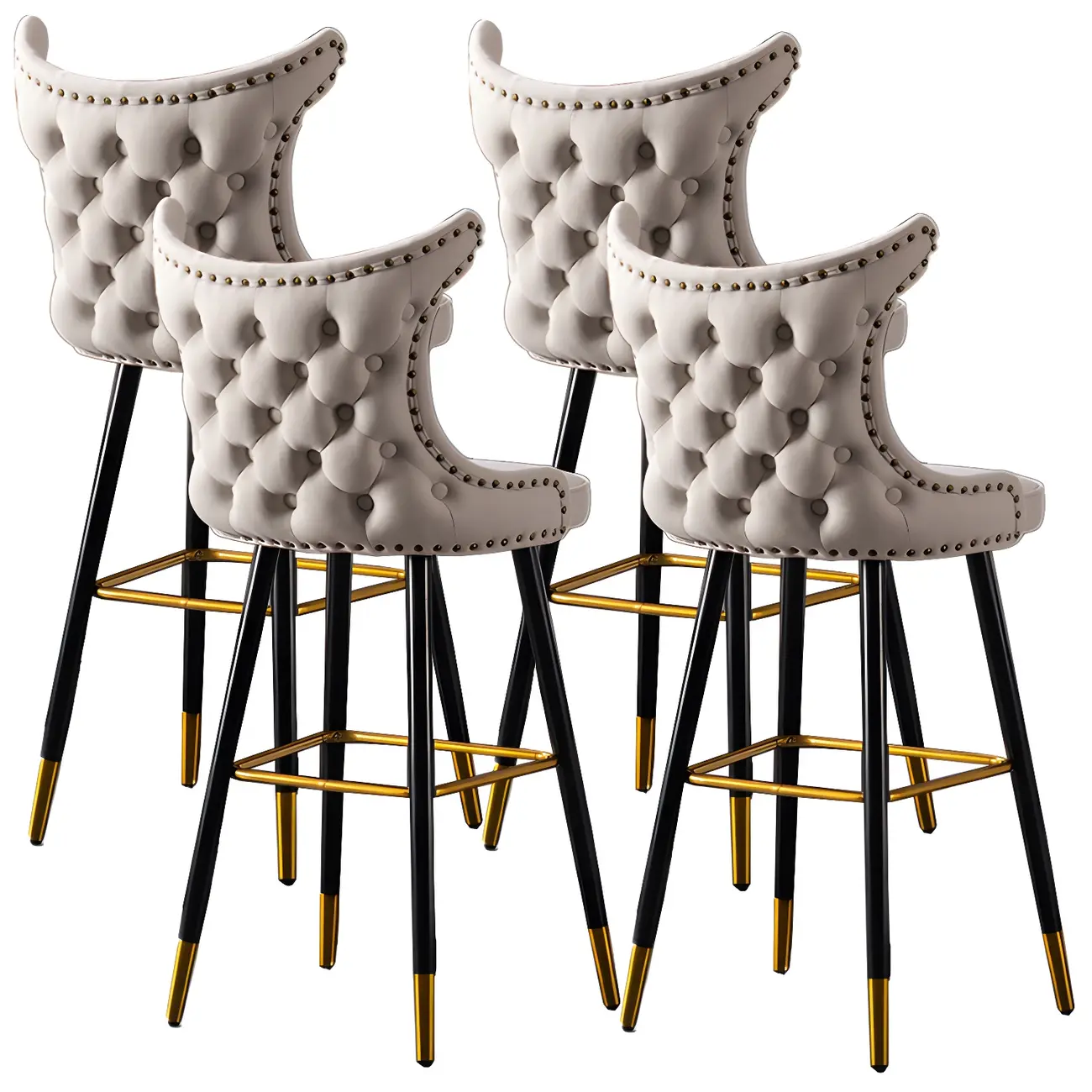 Velvet Upholstered Wingback Counter Height Bar Stools Image - 29 | homeyfad