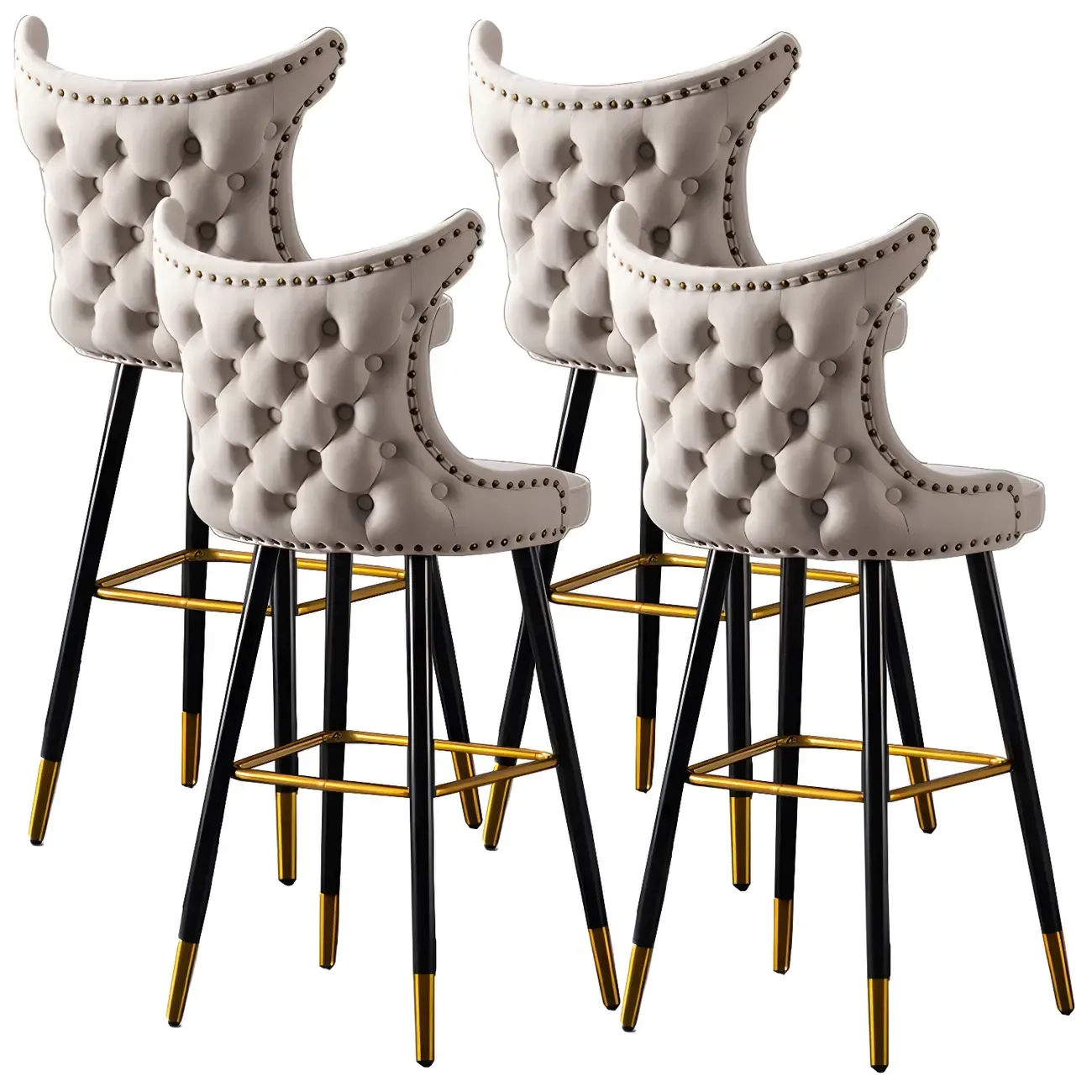 Velvet Upholstered Wingback Counter Height Bar Stools Image - 29