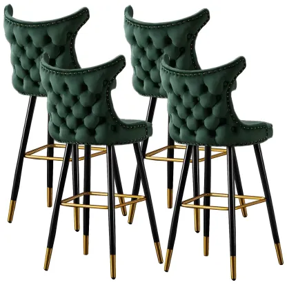Velvet Upholstered Wingback Counter Height Bar Stools Image - 30