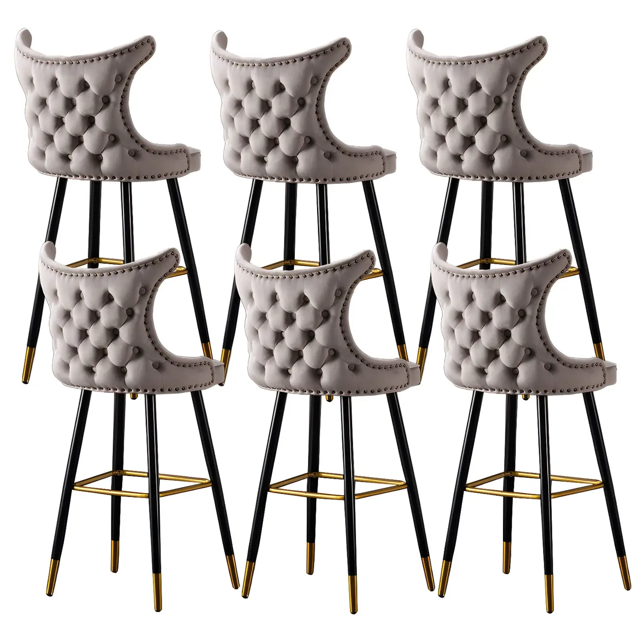 Velvet Upholstered Wingback Counter Height Bar Stools Image - 31 | homeyfad