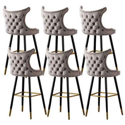 Velvet Upholstered Wingback Counter Height Bar Stools Image - 31