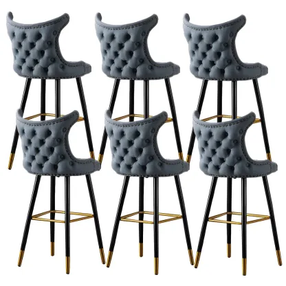Velvet Upholstered Wingback Counter Height Bar Stools Image - 33