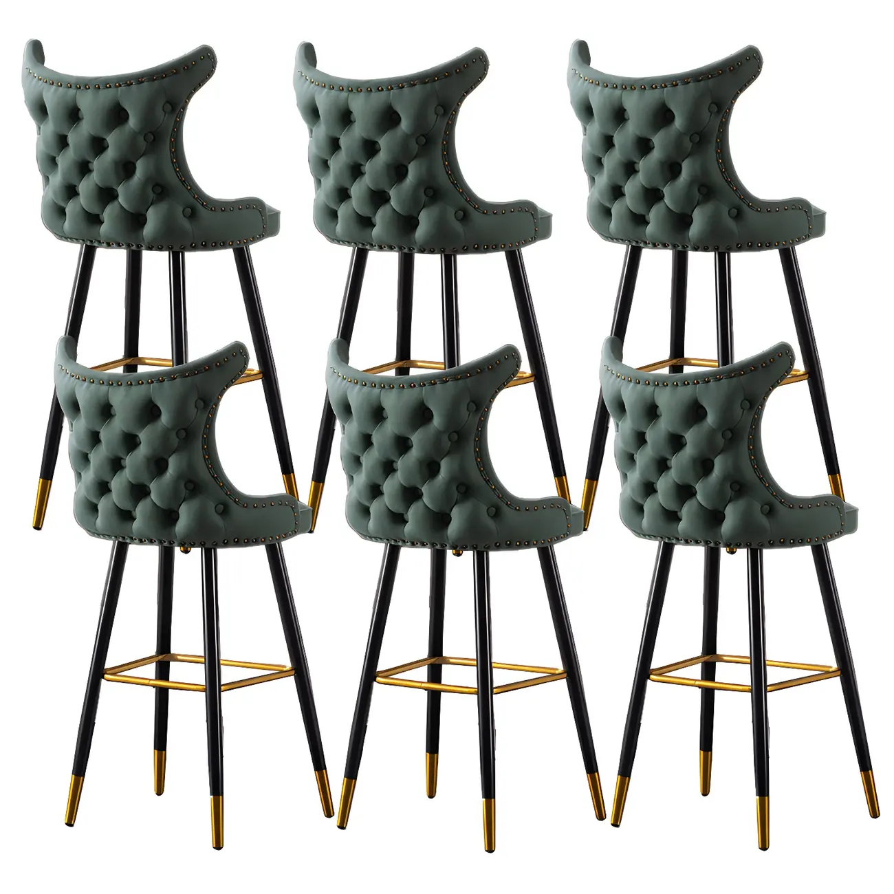 Velvet Upholstered Wingback Counter Height Bar Stools Image - 34 | homeyfad