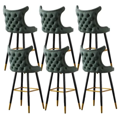 Velvet Upholstered Wingback Counter Height Bar Stools Image - 34