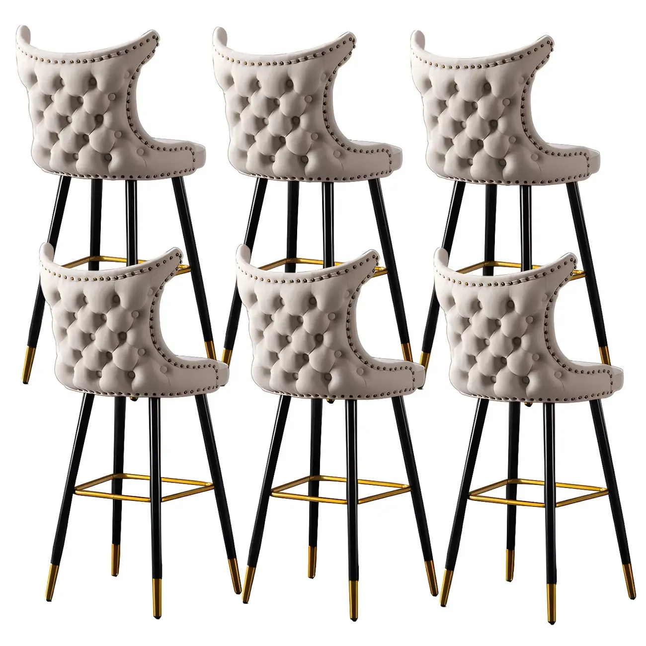 Velvet Upholstered Wingback Counter Height Bar Stools Image - 36