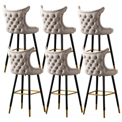 Velvet Upholstered Wingback Counter Height Bar Stools Image - 36