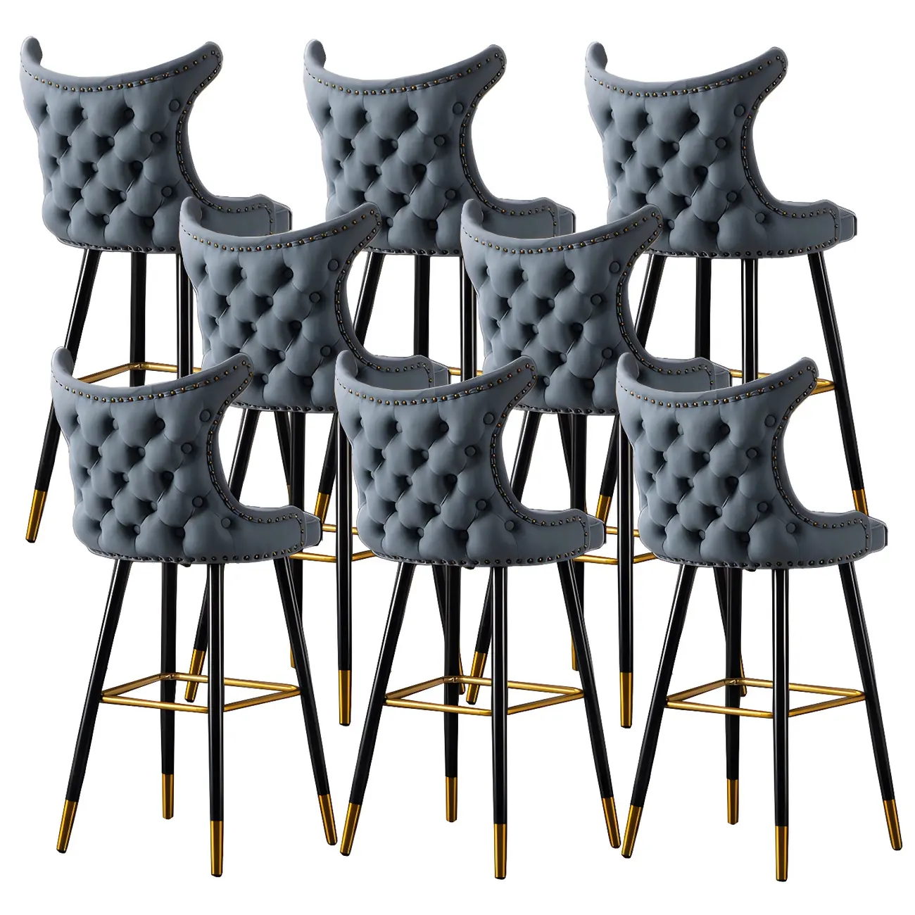 Velvet Upholstered Wingback Counter Height Bar Stools Image - 40 | homeyfad