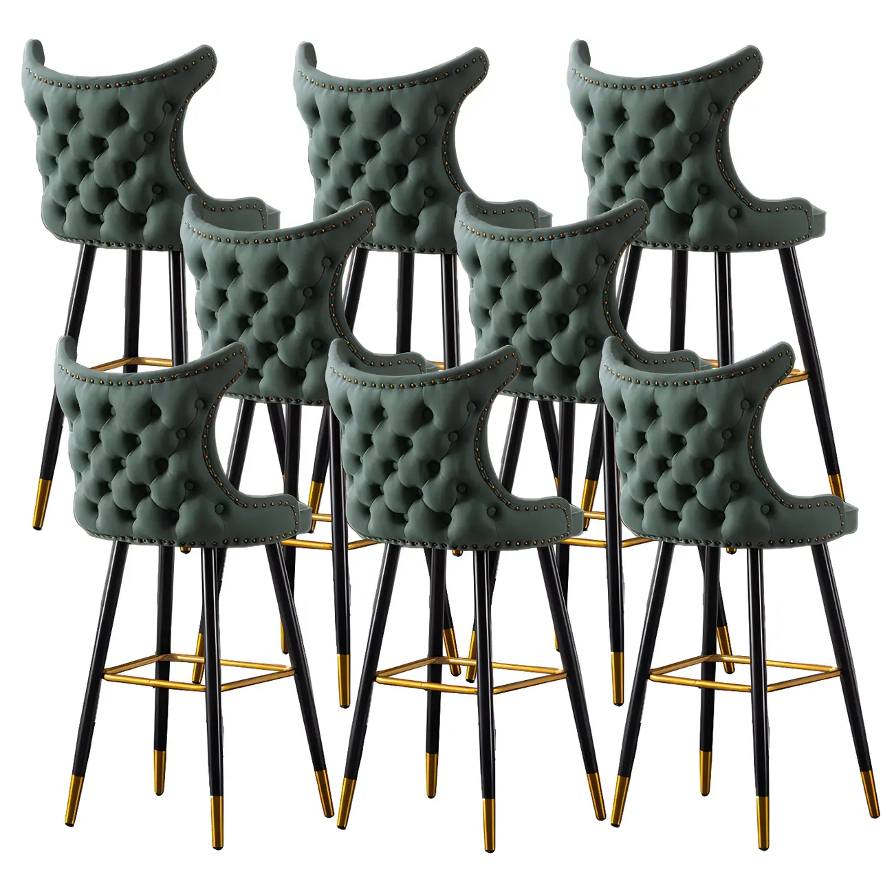 Velvet Upholstered Wingback Counter Height Bar Stools Image - 41 | homeyfad
