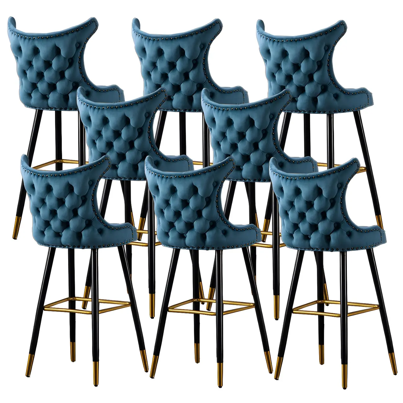 Velvet Upholstered Wingback Counter Height Bar Stools Image - 42 | homeyfad